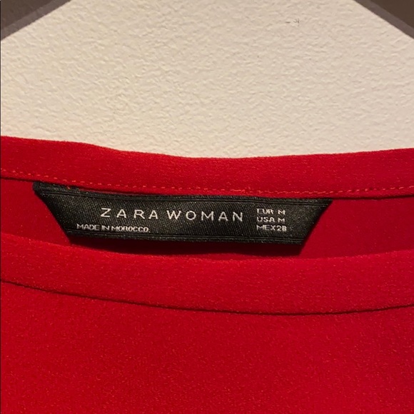 Zara Red Peplum sleeve top in size Medium - Picture 7 of 13
